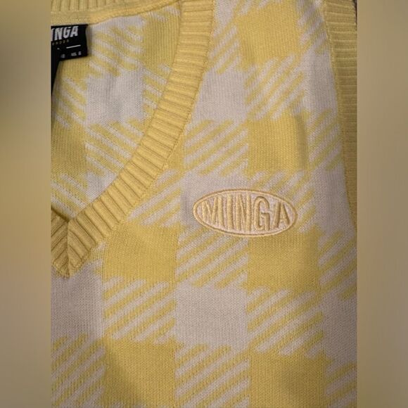 MINGA London Women's Yellow Gilet Vest Large NWT Academia Clueless‎ Y2K - Picture 3 of 7